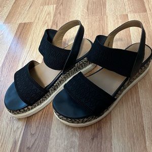 Anthropologie Black Woven Flatforms